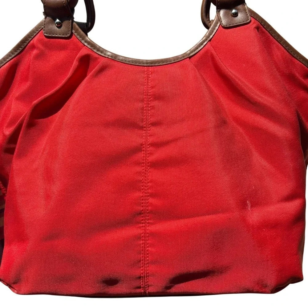 American Living Tote Bag Womens Large Red Canvas Faux Leather‎ Trim Americana